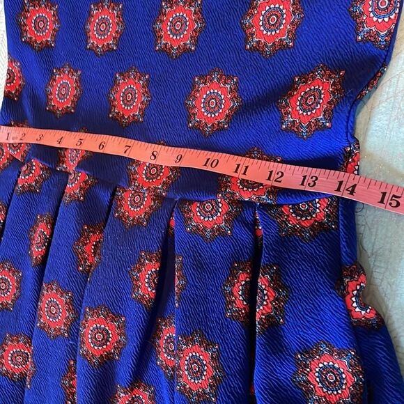 LULAROE Amelia Dress size S beautiful rich blue with colorful pattern accents - Picture 8 of 14